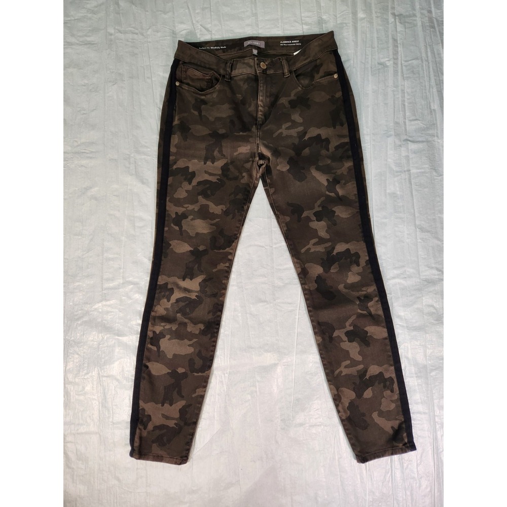 DL1961 Florence Mid Rise Instasculpt Ankle Camo Jeans Marsh Green 30 Pants